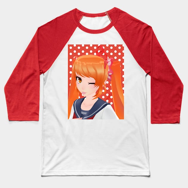 Winking Osana-Chan Art model by nyehnyehnyehmeow Baseball T-Shirt by gruizhtml